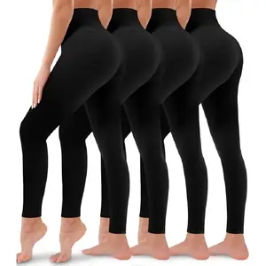 1/4Pack Buttery Soft High Waisted Yoga Leggings for Women One Size Ultra Stretch 25 Inch Ankle Length Workout Gym Running Lounge Pants