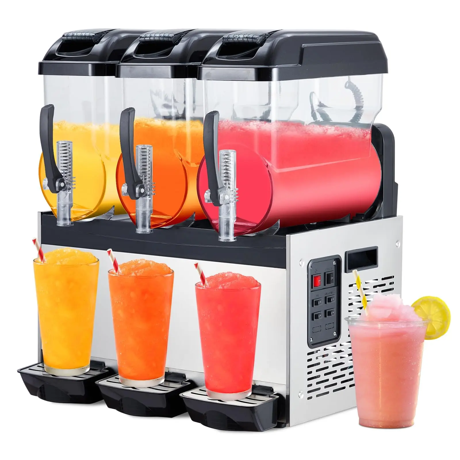 【GARVEE】12L*3/9.6 Gal Commercial Slushy Machine - Quick-Freeze Slushie Maker, Professional Margarita Cocktail Machine, Automatic Clean Frozen Drink Maker for Home and Supermarkets