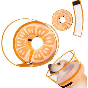 Inflatable Dog Cone Collar for Large Medium Small Dogs, Soft Dog Donut Collar Adjustable Recovery Cone for Pets After Surgery, Extra Enhanced Anti-Licking Guard Shield for Pets (X-Large, Orange)