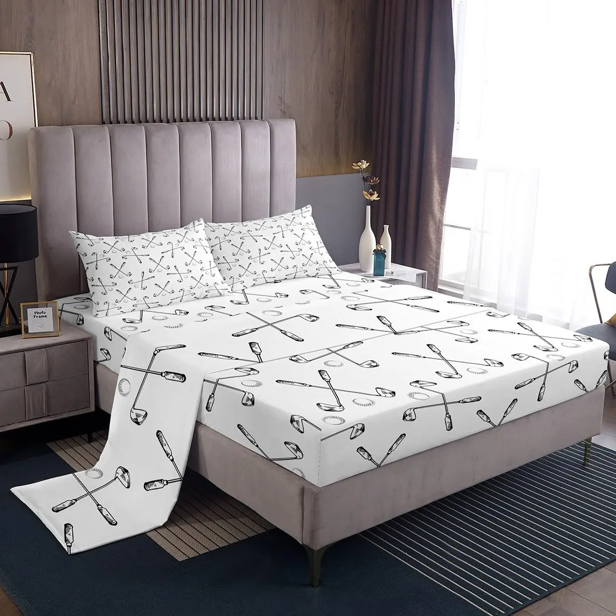 Feelyou Black and White Reactive Print Bedsheet Sets - Breathable Microfiber Bedding with Deep Pockets, Fitted Sheets, King, Full, Queen Sizes for Teen Boys (Bedding Sets Collections)
