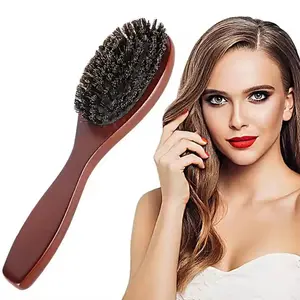Natural Boar Bristle Anti-Static Oval Hair Brush, High-Quality Wooden Beard Comb for Women, Stylish Hair Care Tool, Soft Bristle Brush, Grooming Comb