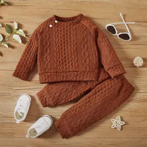 Ready Stock 0-3Y Baby Boys/Girls Fall Winter Clothes Set Cable Knit Top & Bottoms, Ideal for Stylish and Warm Little Outfits 22109823