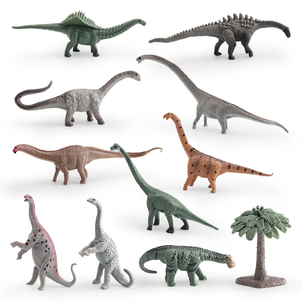 Realistic Dinosaur Model Set, Ginkgo Tree, Brachiosaurus, Apatosaurus, Confuciusaurus Models, Cognitive Toy Display Pieces, Figures, Animal Model Playset