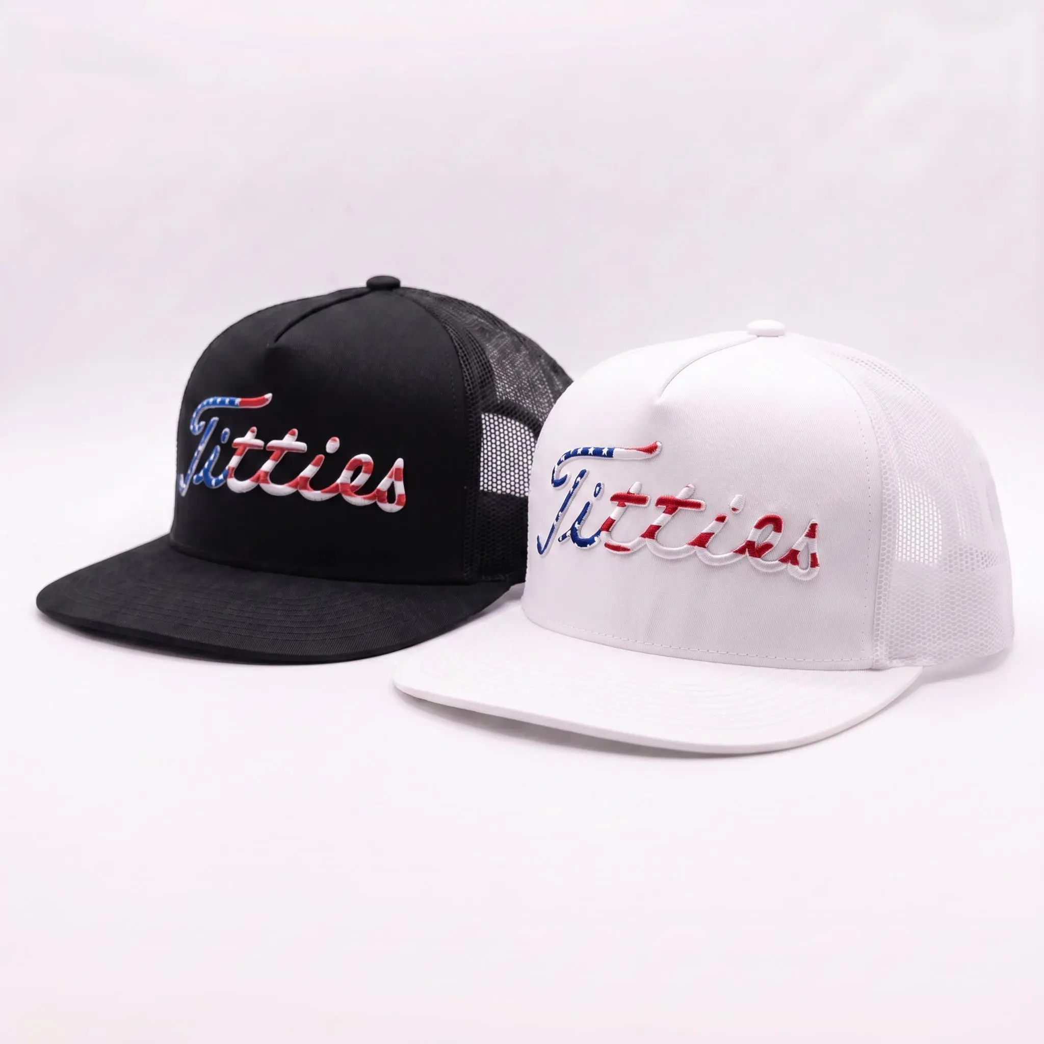 Titties Embroidered Trucker Hat - Adjustable Cotton & Mesh Snapback Cap for Men & Women, Casual Funny Beach Hat for Gifts