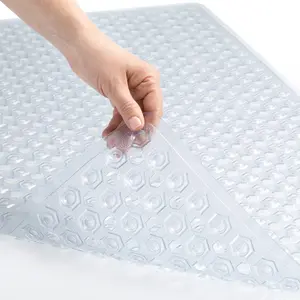 Gorilla Grip Patented Bath Tub Shower Mat, 35x16 Washable Bathtub Floor Mats, Suction Cups and Drain Holes to Keep Tubs Clean
