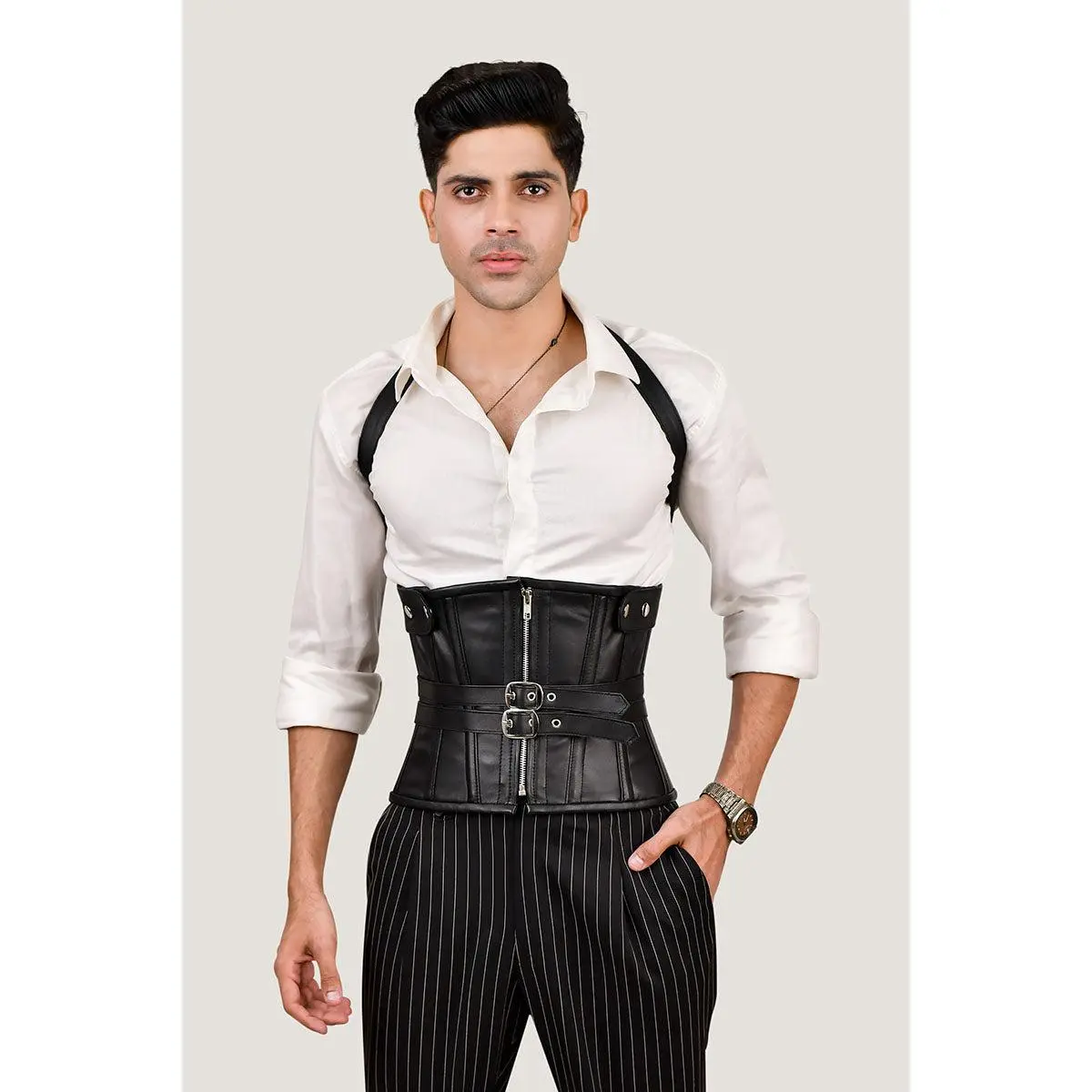 Men Underbust Corset With Shoulder Harness Men Underbust Corset With Shoulder Harness
