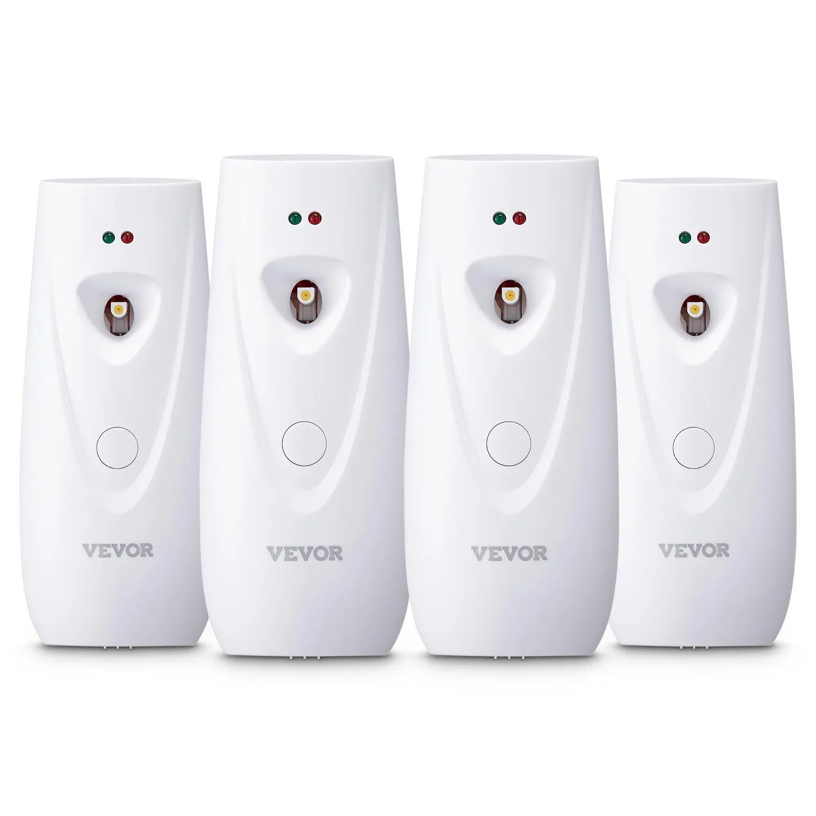【SummerFinds】VEVOR 4-Pack Home Automatic Fragrance Spray Dispenser (2.56x4.41in), Battery-Operated, Wall-Mountable or Free Standing, Adjustable Settings, Wide Compatibility, Customizable Intensity, Boost Button, Swap Cans, White