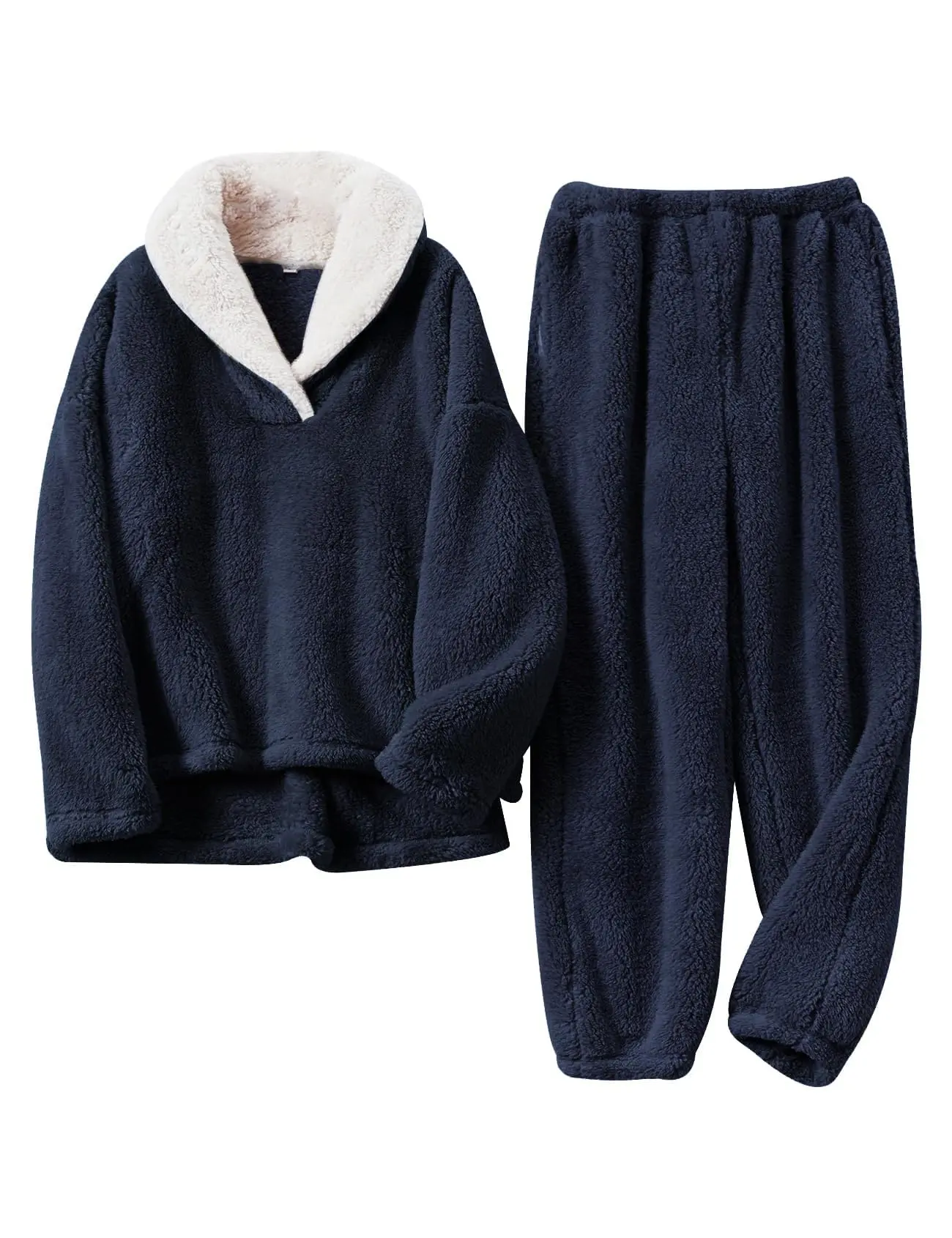 Hixiaohe Men's Long Sleeve Flannel Fleece Pajama Set - Winter Warm, Ultra Plush Nightwear Set, Casual Loungewear Outfit, Home Wear Loungewear, Pajamas