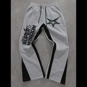 Men's Letter & Star Print Contrast Trim Sweatpants, Casual Regular Fit Flare Leg Pants for Spring & Fall, Fashion Men's Bottoms for Daily Wear