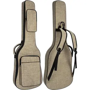 38 40 41 Inch Electric Guitar Bag, Electric Guitar Gig Bag 0.38 Inch  Thick Padding Backpack Soft Electric Guitar Case Dual Adjustable  Strap Pocket &  Strap Khaki