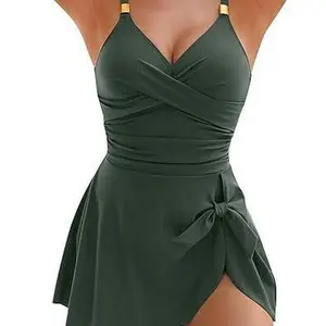 Women Swimdress One Piece Swimsuits Tummy Control Bathing Suits Slimming Skirted Swimwear Modest Beachwear mom swimwear Flowy Cross Tankini with peony swim one piece