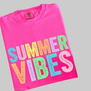 Comfort Colors Summer Vibes T-Shirt, trendy neon summer shirt with distressed beach style, sunshine graphic tee, perfect 2026 fashion pick for women everywhere