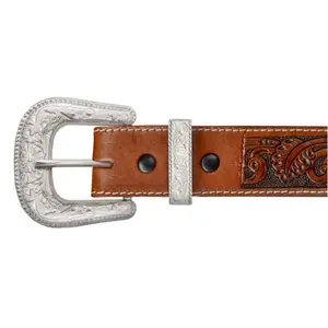 Two piece buckle with a Leather belt