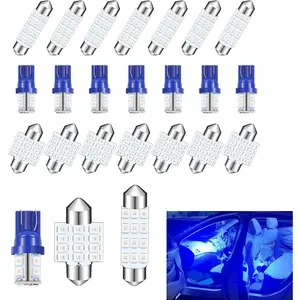 24PCS Car Interior LED Lights Kit Set, T10 31mm 42mm LED Interior Replacement Bulbs, Blue Interior Cars Light, for Dome Map License Plate Bulbs Door Side Marker Cornering (Blue)