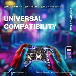 TurbX RGB Wireless Game Controller Gift Set with 6 Complimentary Gifts, iPhone/Android/Switch/Steam Deck/PC/Mac/Play Station 4 & 3/Tesla