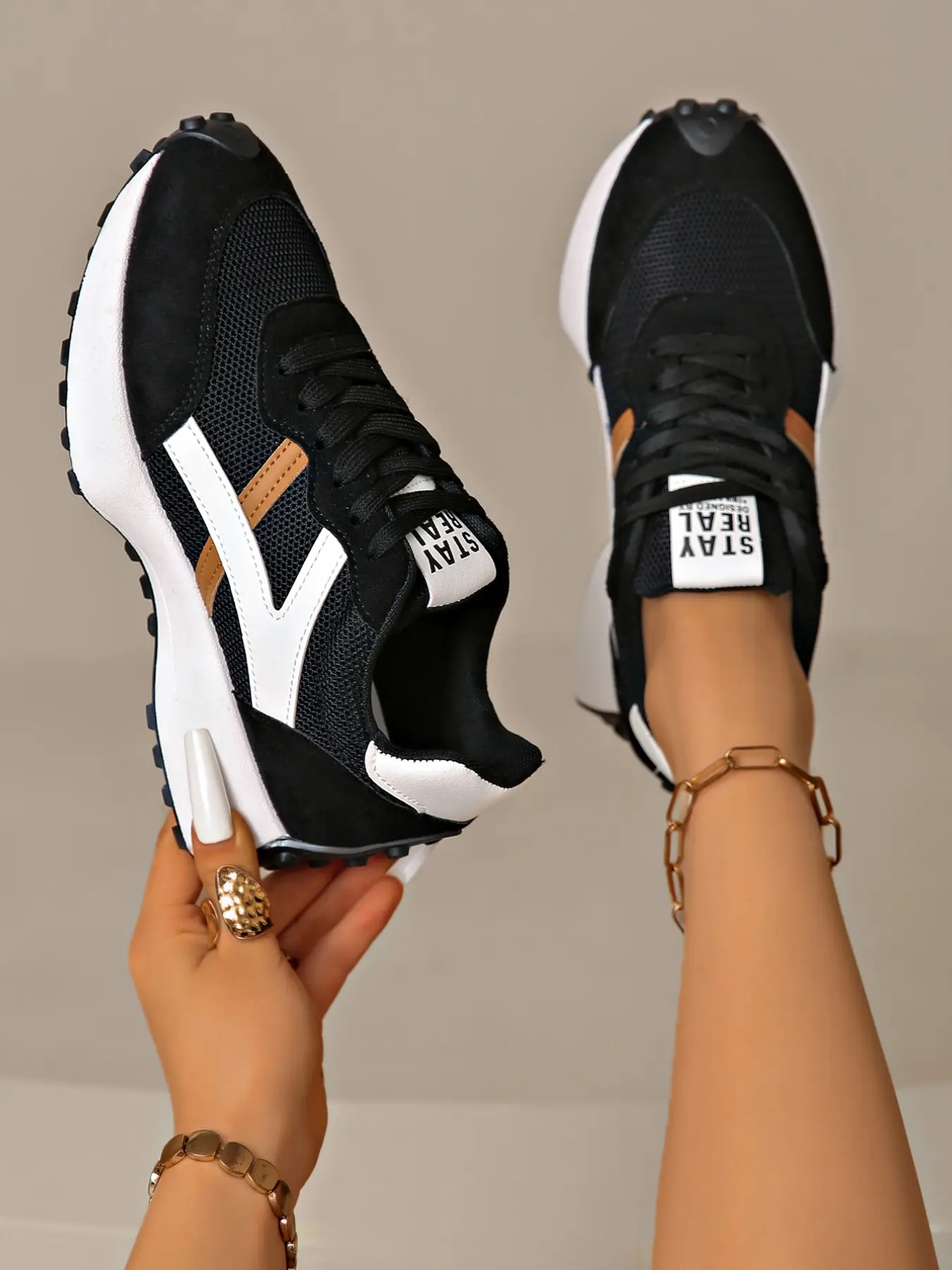 Women's Fashion Thick Sole Sports Shoes, Breathable Walking Shoes, Trendy Walking Shoes, Stylish Walking Shoes, Comfort Support, Casual All Season Footwear for Daily Wear & Gym Use, Workout Casual Footwear