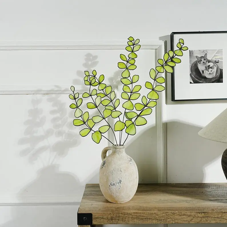 Stained glass plant Eucalyptus,Greenplant home decor