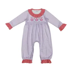 Valentine's Day Long Sleeve Baby Girls Romper Cute Kids Clothes with Adorable Heart Design and Extra Warmth for Cooler Days