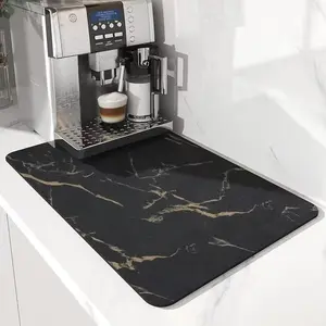 Hide Stain Rubber Backed Mat for Kitchen Counter - Absorbent Dish Drying Mat with Anti-Slip Feature - Perfect for Coffee Machine & Espresso Maker - Soft Quick Mat for Home Decor