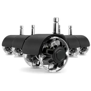 Office Chair Wheels Dual Rubber 2'' (Set of 5) Heavy-Duty Chair Wheels Support 2200lbs, Mute Rubber Chair Casters for Hardwood Floors and Carpet, Universal Fit 7/16 x 7/8 Inch (Black)