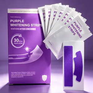 Purple Teeth Whitening Strips 14 Pairs, Professional Teeth Whitening & Color Correction, Teeth Whitening Kit for Sensitive Teeth, Enamel Safe, Peroxide-Free for a Brighter Smile