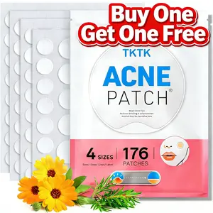 【Buy One Get One Free】TKTK Acne Patch 6pcs x 30patches (176 Patches), Oil-Free Hypoallergenic, Overnight Repair & Invisible Design, Acne Spot Treatment XL Hydrocolloid Bandages for Full Face, Forehead pimple patch,Back and Body Skincare  pimple patches
