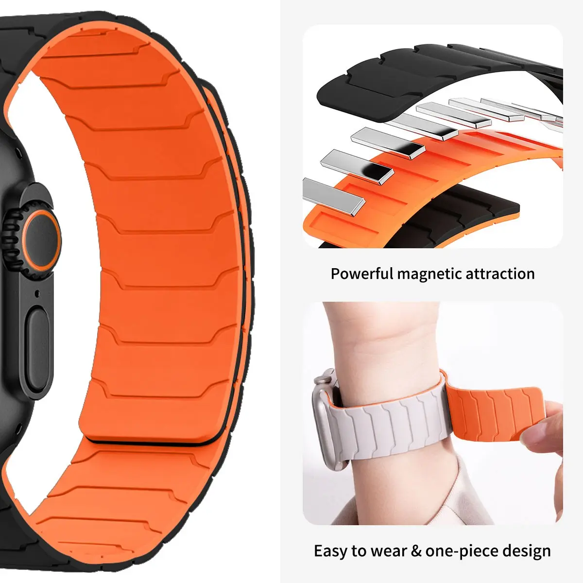 Magnetic Band Compatible with Apple Watch 42mm Series 11/10, Soft 