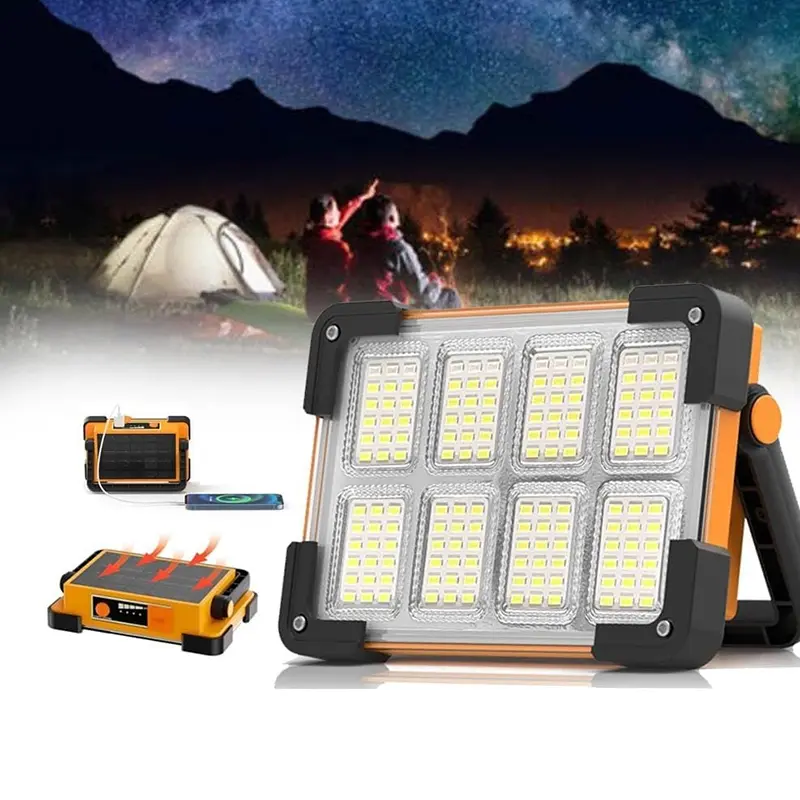 Solar Rechargeable Multifunctional Searchlight, Outdoor Portable LED Floodlight with Magnetic Suction, Portable Emergency Light for Camping, Night Market, Tourism
