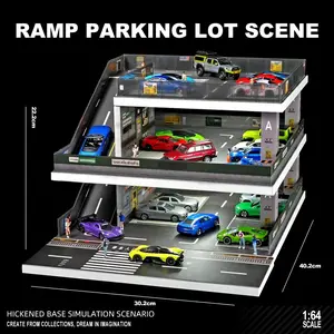 1/64 Scale Diorama Car Garage Model Parking Lot Display Stand Repair Workshop Prop Display Rack Diecast Car Display Case Collection Gift Toy