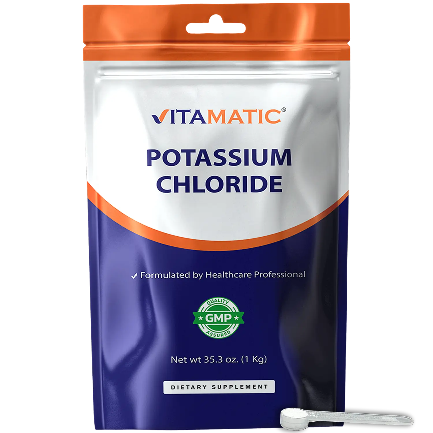 Vitamatic Potassium Chloride Powder - 1 Kg (2.2 lb) GMP-Certified Daily Electrolyte Essential Minerals Supplement, No Fillers, Non-GMO, Gluten-Free Electrolytes Mineral Supplements