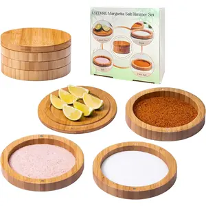 1 Pack 3-Tier Bamboo Margarita Salt Rimmer Set,Salt&Sugar Rimmer for Cocktails Drinks,Cocktail Glass Rimmer Tools with Magnetic Swivel Lid for Bartenders,Home Bar,Parties