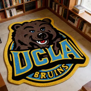 Ucla Bruins Carpet, Blue Bear Head Design, Boho Aesthetic, Boho Style Rug for Living Room, Bedroom, Gaming Room, Unique Decorative Mat, Boho Area Rug, Home Decor Rugs