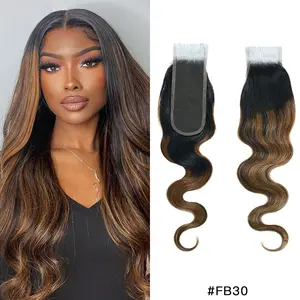 [Wequeen] Upgrade 2x6 Pre-colored Brown Highlight Body Wave Transparent Lace Closure Human Hair