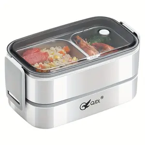 Premium 304 Stainless Bento Box with Insulated Carry Bag – Double-Deck 750 ml Layers, Hot & Cold Retention, BPA-Free Shell, Pastel Finish