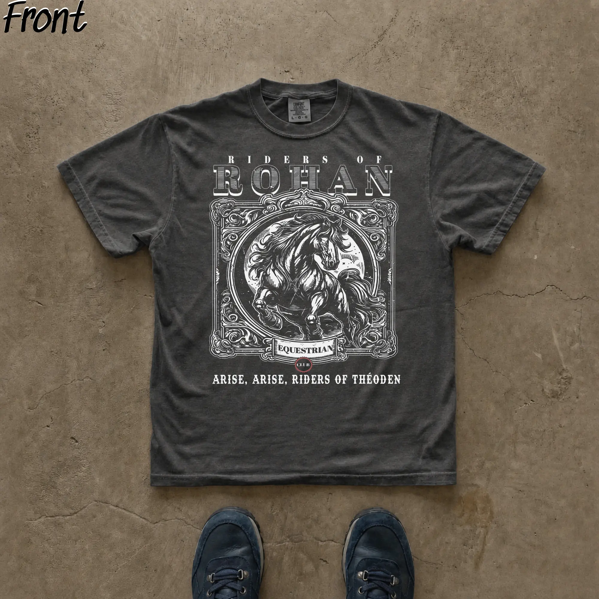 Gildan Vintage Riders of Rohan Graphic T-Shirt - Lord of the Rings Movie Short-Sleeve Top, Men's Casual Style Streetwear, Middle Earth Geek Gift, Shortsleeve, Menswear, Tshirt