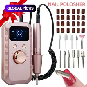 Wireless Electric Nail Drill, Professional Manicure Tool, Nail Care Tool, Multiple Grinding Heads, LED Display, 32-Speed Settings, Portable and Durable