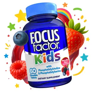 Focus Factor® Kids Chewables - 60 Count - Daily Focus Supplement | Chewable for Brain Health Support | Essential Vitamins for Focus B12, C, D, E
