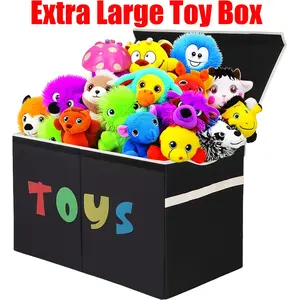 VICTORICH 32gal Extra Large Toy Box Storage Basket with Lids Collapsible Sturdy Organizer for Kids Boys Girls Nursery Playroom Closet Home Bedroom Office 26.8x13.8x16 Inches
