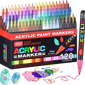 Acrylic Paint Marker Set, 1 Box Fine Tip Acrylic Paint Pen, Acrylic Painting Pen, Waterproof Acrylic Markers & High Saturation Paint Marker for Wood, Metallic, Plastic, Canvas, Fabric, Glass, Ceramic, Art Pen Marker