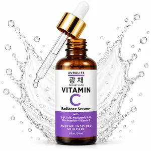 AURALIFE Vitamin C Radiance Serum+ with Kojic Acid, Hyaluronic Acid, Niacinamide & Vitamin E | Brightening Hydrating Face Serum for Radiant-Looking Skin | Korean Inspired Skincare | 1 fl oz