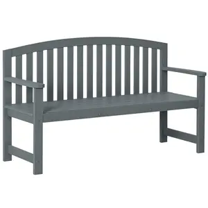 Outdoor Wood Bench For 2 With Backrest And Armrest Slatted Seat Holds 528 Lbs For Patio Or Porch