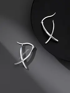 1 pair of 925 sterling silver X ring earrings suitable for women, simple embrace style, elegant jewelry for teenagers, perfect gift for special occasions