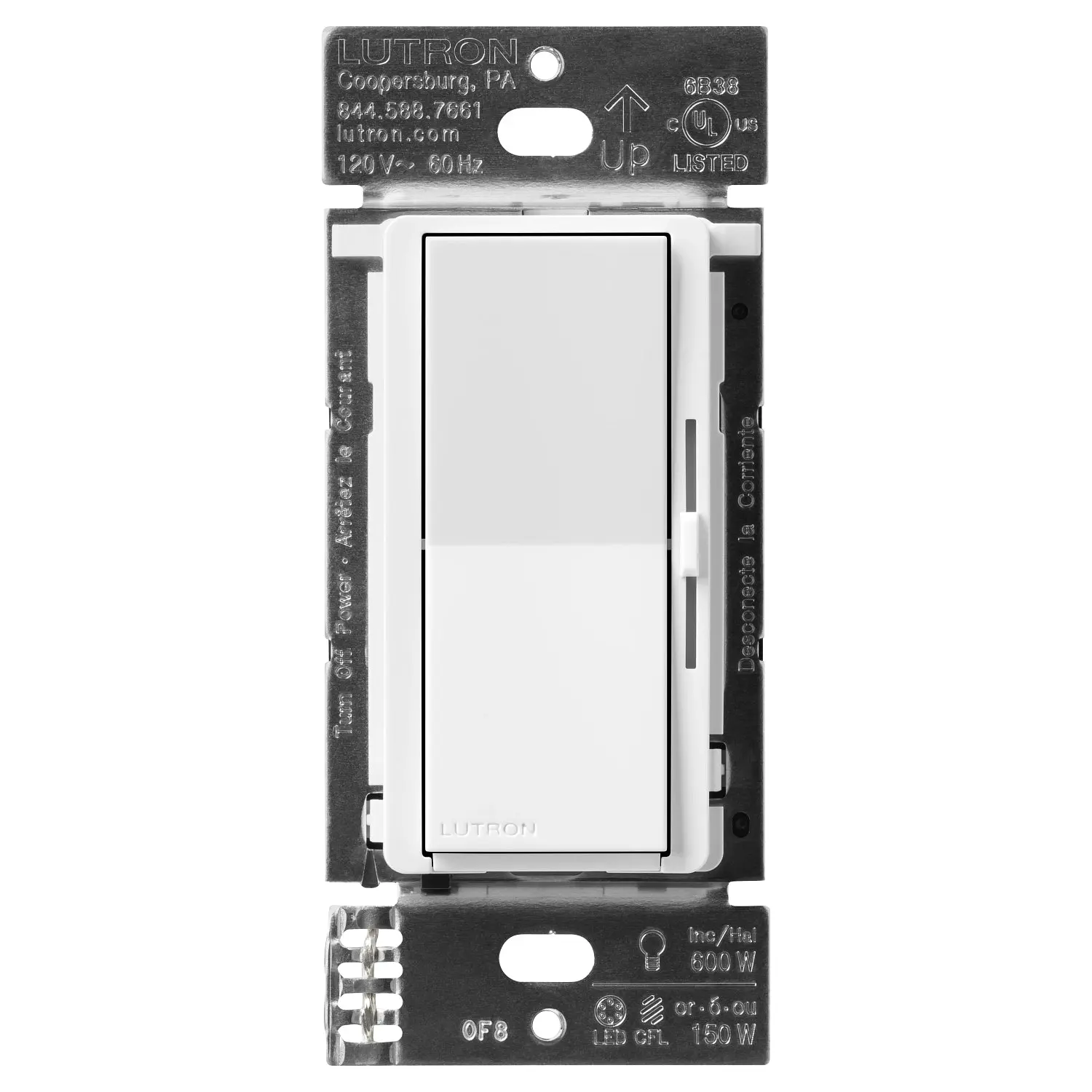 Lutron Diva Smart Dimmer Switch, Caseta, White, DVRF-6L-WH