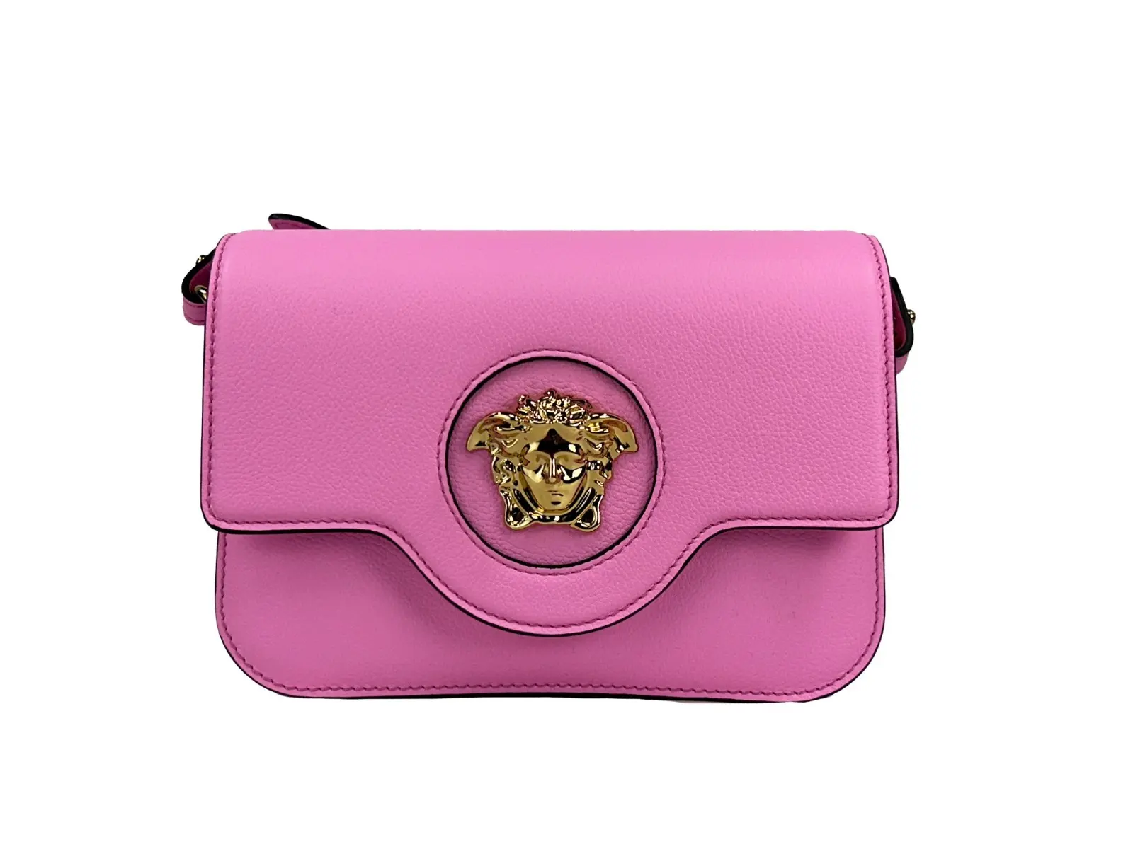 Pre-owned VERSACE Leather Crossbody Bags La Medusa Pink Shoulder Crossbody Bag Women's Purse