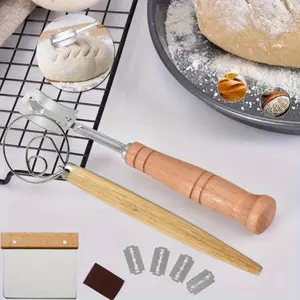 Stainless Steel Bread Baking Accessories Set, Bread Fermentation Basket Accessories with Dough Whisk, Bread Cutter Tool, Dough Scraper, Manual Bread Making Accessories for Artisan Bread Baking summervibes