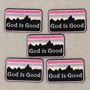 Fashion Outfits God Is Good Embroidered Iron-On Clothes Patches Set of 5 Pcs for DIY Projects & Custom Letters Patterna Patch for Everyday Hat, Fashionable Daily Wear Accessory Sewn Embroidery Stylish Embroidery