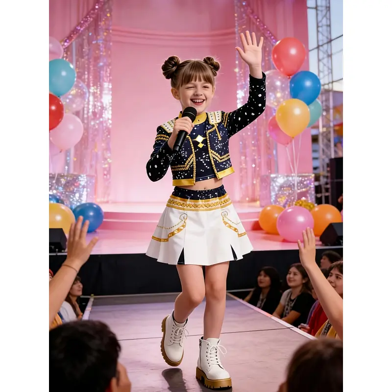 Kids Sibling Outfits Sold Separately Boys Girls Short sleeve Top Shorts Set Girls 3pcs Long sleeve Jacket Skirt Turtleneck Top Stage Fashion Costumes Gifts  Gifts