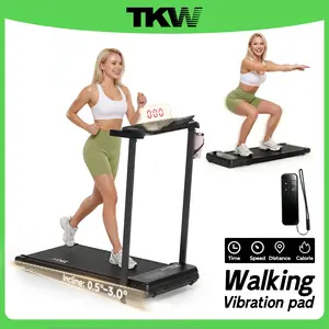 TKW 4-in-1WalkingVibration pad, Lightweight UnderDeskWalking pad Treadmill, 220-300lbs Weight Capacity,Low-Noise Motor Walking Pad,withHandle, Remote Control & Wheels for Easy mobility, LEDDisplay, Portable Under Desk Treadmill