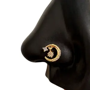 Statement Gold Moon & Star Nose Stud for Women