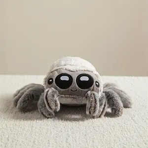 Adorable 6.69-inch Grey Spider Plush - Cuddly Home Decor Gift for Teens, Playful Jumping Spider, Perfect for Birthday, Halloween, and Christmas